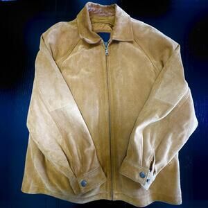 Weather Report Tan Camel Color Leather Jacket XL Minimalist 2000s Americana
